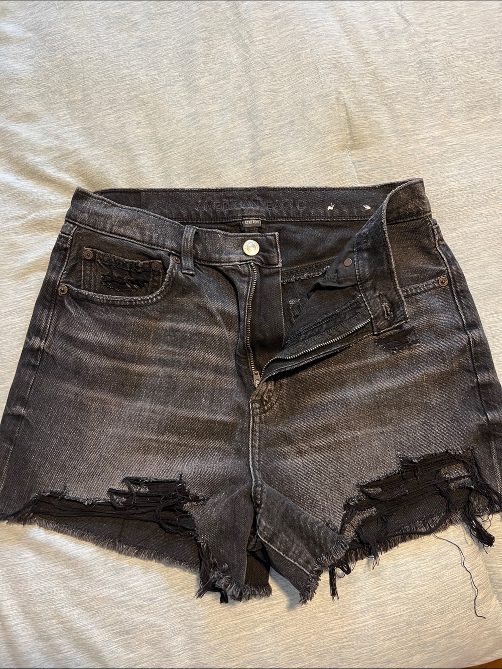American Eagle Outfitters Distressed Black Denim Jean Shorts